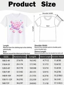 Tween Girl's/Boy's Pink Love Planet Cosmic Galaxy Theme 100% Cotton Graphic Tees, Back To School Clothes Girls, Black Round Neck Letter Print T-Shirts With Heart Planet And Space Elements, Machine Washable, Suitable For Outdoor Sports And Summer Tops, Gifts For First Day Of School, Regular Fit Fall Kids Girls T-Shirt, Teen Girls Clothing,Cute Kids Apparel,Funny,Soft Breathable Kids Clothes Girl's/Boy's.3T-13T - trắng - Xem 4