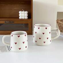 Love Ceramic Mug, Cute Little Love Ceramic Mug Coffee Cup Drinking Cup, Suitable For Home Drinking, Afternoon Tea Drinking, Office Drinking, Coffee Shop Latte Art, Souvenir, Valentine's Day Holiday Gift, Birthday Gift - 2 件裝,小號和大號 - 查看 11