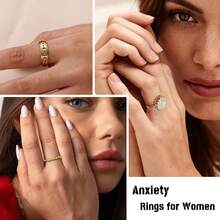 8 Pcs Fidget Rings For Women Anxiety Spinner Stainless Steel CZ Band Ring Spinning Rings Set For Anxiety2025 - 金色 - 查看 2