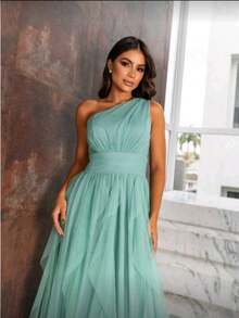 Long Prom Dress For Bridesmaid Party - Mint Green - View 3
