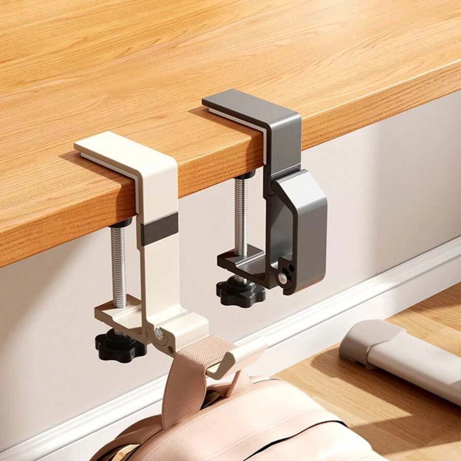 Soporte portátil para auriculares, gancho lateral de mesa sin perforaciones, estantes de pared, soporte multifuncional para organizador de auriculares de juego - Gris - Ver 1
