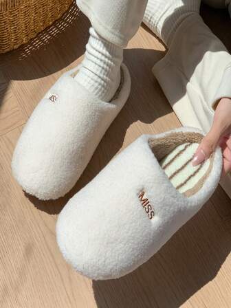 Japanese Style Silent Thermal Slippers For Women, New Autumn/Winter Indoor Home Warm Plush Floor Slippers,Fluffy Slippers