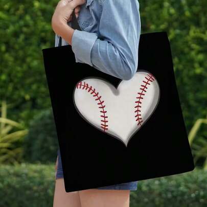 Mujer Béisbol Cosido Forma de Corazón Poliéster, Adecuado para Trabajo, Viaje, Juegos de Béisbol - Regalo de Fanático del Béisbol, Bolsa de Béisbol, Accesorio Casual, Textura Suave