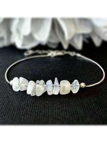 Rainbow Moonstone Bracelet, Natural Crystal, Symbol Of Hope And Feminine Power, Naturalistic Jewelry Gift - Moonstone - View 4