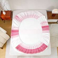 Sbana bajera ajustable de rayas geomtricas rosadas para nios, tamao individual, lnea de arte abstracto, 2 piezas, decoracin de recmara para nios y nias, sbana de bolsillo profundo, 1 funda - Blanco Rosa + TWIN (An. 39 x L. 75 x Al. 16") - Ver 7