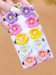 5/10pcs/Set Cute 3D Flower Hair Clips - Suitable For Girls And Women, From Dreamy Light Purple To Vibrant Bright Yellow, Each Flower Looks Lifelike, With Delicate Petal Texture And Bright Stamen Design, Elegant And Adorable. Suitable For Daily School, Events, Weekends, Birthday Parties, Etc. Whether Tied In A Playful Ponytail Or Braided Into An Elegant Braid, A Simple Clip Can Add Natural, Lively Beauty To Your Hairstyle