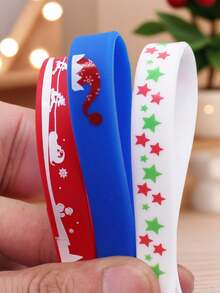 16pcs Christmas Element Silicone Wristbands & Vibrant Color Holiday Wristbands, Suitable For Holiday Gifts And Wear