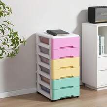 Novelinks Plastic Drawers Storage Organizer With Caster Wheels, Storage Cabinet With 6 Drawers Dresser Organizers And Storage For Living Room, Bedroom, Dormitory, Classroom,Office,Colorful