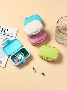 1 pieza Caja de pastillas portátil mini - Estuche de pastillas de 3 compartimentos, pastillero semanal, dispensador de medicamentos - Multicolor - Ver 8