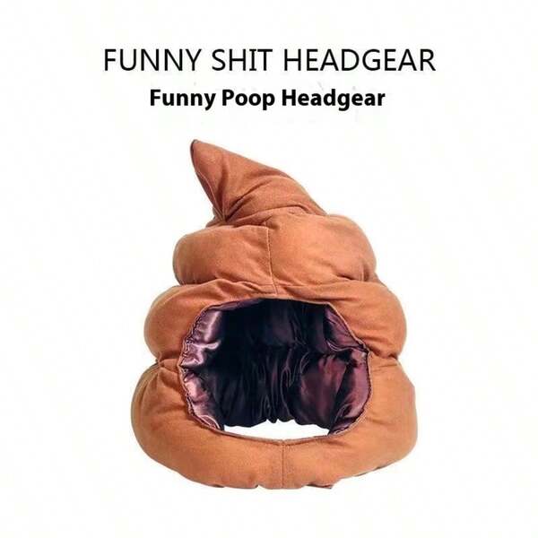 1 pieza Nuevo Divertido Gorro con Diseño de Cabeza de Caca 2025, Sombrero Grande de Peluche de Estilo Japonés de Dibujos Animados Lindo, Accesorio para Selfies - Regalo de Cumpleaños, Regalo de Navidad, Regalo Perfecto, Coleccionable