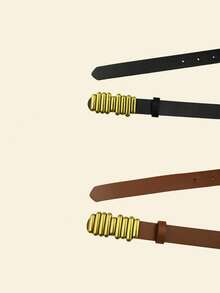 2pcs Multicolor PU Material Fashionable Versatile Women's Belts - Multicolor - View 3