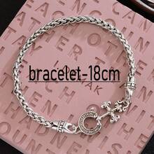 1pc Elegant Braided Chain Cross & Horseshoe Charm Bracelet For Women, Suitable For Daily Wear