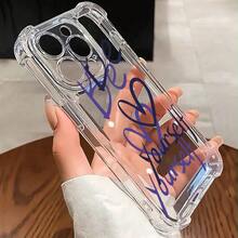 Funda transparente de cuatro esquinas para phone (1 unidad). Funda anticaídas para teléfono, ilustración de corazón con texto "Sé tú mismo", compatible con 15/15 Pro/11/12/13/14/15 Pro/17 y 16. Ideal para uso diario, vacaciones y como idea para un teléfono a la moda. - Colores mixtos 1 - Ver 5