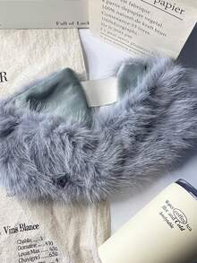1 件秋冬毛绒头带，仿狐狸毛耳套，保暖弹性头巾女士围巾发饰保暖发带女士头巾 - 彩色 - 查看 4