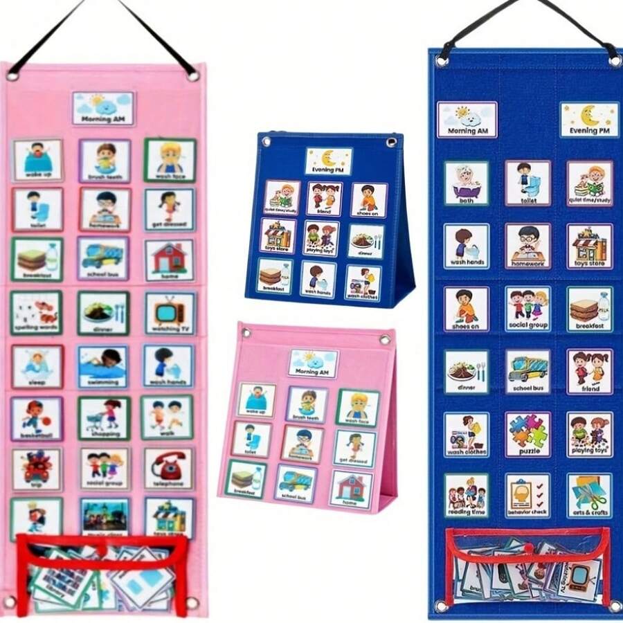 70 piezas Horario visual de invierno para tareas domésticas, rutina de hora de acostarse para estudiantes, tarjetas de comunicación de responsabilidad y horario diario, materiales de aprendizaje para autismo para el hogar y la escuela - Multicolor - Ver 1
