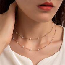 1pc Multi-Layer Minimalist Faux Pearl Necklace, Suitable For Women's Daily And Holiday Wear