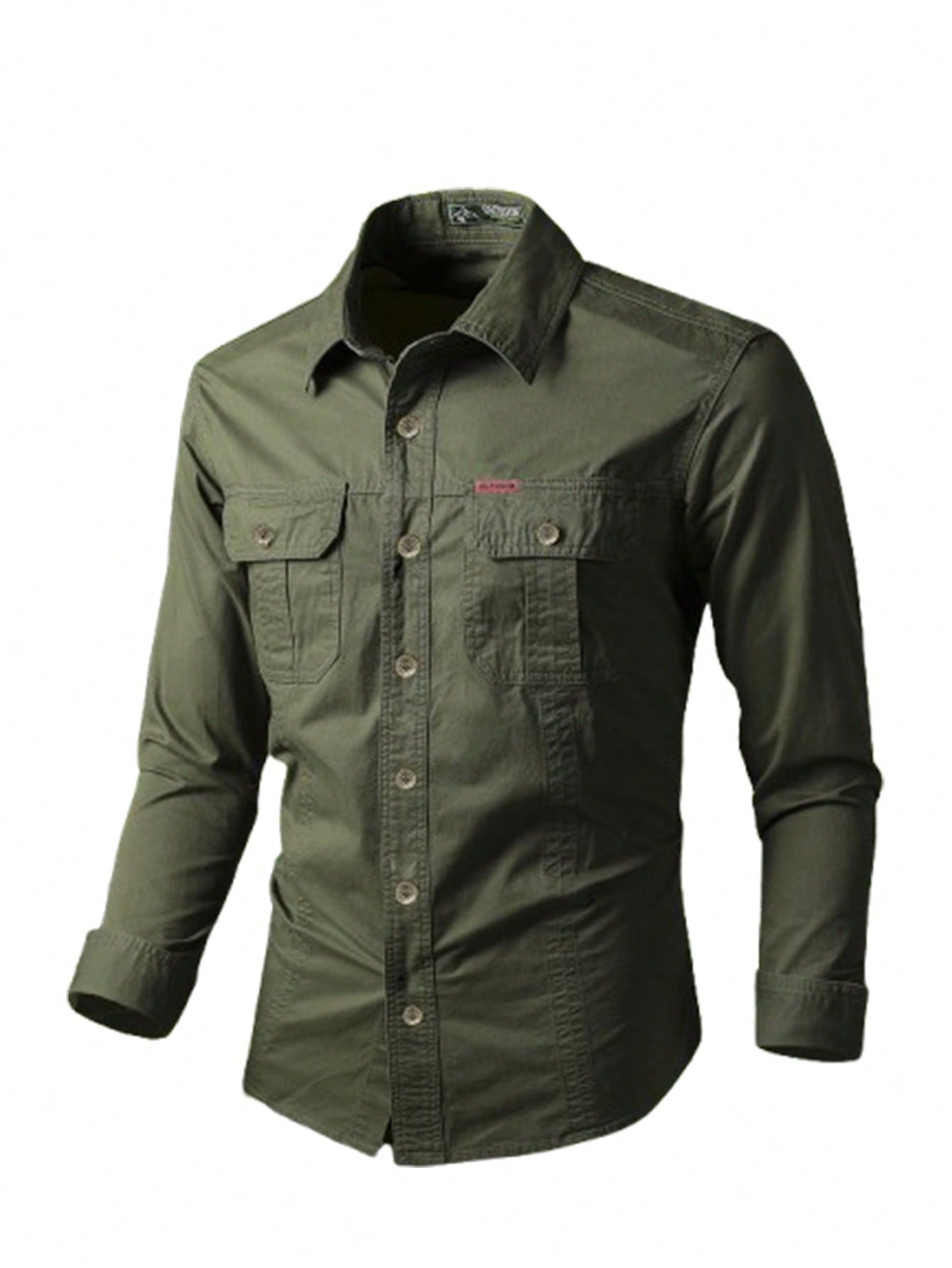 قميص رجالي بأكمام طويلة وقصة ضيقة للخارج، جاكيت قط...