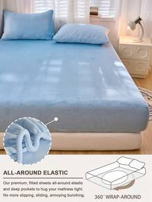 1 Stück Samt Spannbettlaken, warme weiche flauschige Spannbetttuch Bettwäsche, Matratzenschoner, Bettüberwurf, gemütliche Heimtextilien, weicher und bequemer Matratzenbezug, einfarbiges Laken, Tiefer Bund, nur Bettlaken, ohne Kissenbezug, staubdicht rutschfest, maschinenwaschbar, Bettwäsche Geschenke, passend für Einzelbett, Doppelbett, Kingsize, Queensize Betten, maschinenwaschbar, Herbstdekoration, Winterdekoration