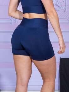 Women Sports Shorts - Navy Blue - View 4