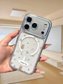 1 件透明磁性 Apple 16/17 Promax 手机壳，软边硬背可爱熊和蝴蝶设计保护套，兼容 15 Pro/13、11/12/14，方便户外使用，防摔，兼容三星 Galaxy S25/24 - 透明小熊 - 查看 6