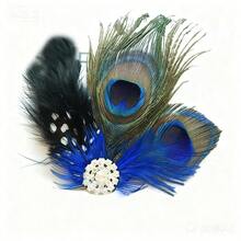 Diadema con strass, accesorio para el cabello con plumas de pavo real estilo europeo y americano, accesorios de joyería de exportación de fábrica