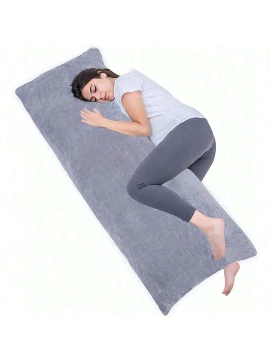 Full Body Pillow For Adults, Long Sleeping, Big Pillows Bed, Firm Large With Velvet Cover, 20x54 Inches (Dark Grey) - 深灰色 - 查看 1