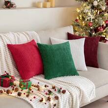MIULEE Set Of 2 Christmas Cushion Covers, Corduroy, Decorative, Sofa Cushion, Couch Cushion, Decorative Cushion Cover With Hidden Zip, 40 X 40 Cm, Beige