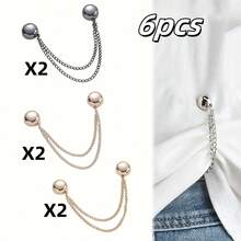 2/4/6/8/10pcs Multi-Functional Magnetic Clips, New Magnetic Clips, Strong Magnetic Scarf Clips With Chain, Shirt Clips, Fashion Accessories For Tightening T-Shirt Hem, Neckline Hem And Pant Hem, Halloween Decor