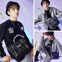 Bandolera Hombre, Bolsa Crossbody Hombre, Bolso para Hombre Correa De Hombro Ajustable, Estilo Casual Moda, Ligero, Múltiples Compartimentos para Uso Diario, Deportes, Senderismo,viajes - Negro - Ver 6