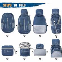 ZOMAKE Ultra Liviana Mochila Plegable Resistente al Agua 25L Mochila para Empacar para Mujeres y Hombres al Aire Libre Gris medio Ideal para Viajes Senderismo y Actividades Al Aire Libre con Diseño Compacto y Ligero para Uso Diario y de Aventura - Azulmarino - Ver 7