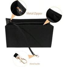 Purse Insert Organizer For  Book Tote Medium Bag Insert With Premium Felt And Multiple Pockets Large Black