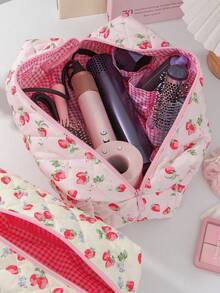 1Pc Cute Strawberry Pattern Print Hair Dryer Storage Bags Hair Curler Storage Bags For Travel Portable Hair Dryer Storage Bag Multifunctional Cosmetic Bag Cosmetic Storage,Hair Care Essential Oil Storage Bag ,Travel Toiletry Bag Handbag Dustproof Large Capacity Electric Curling Wand Straight Plate Clip Protective Cover Hair Dryer Storage Travel Essentials - 彩色 - 查看 4