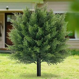 Artificial Mini Cypress Tree Outdoor Garden Decor, Fake Greenery Potted Bonsai, Indoor Hotel Decoration Floor Standing Ornament