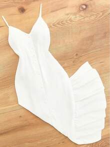 Long Dress In Viscose, Plain, Straps, Buttons In The Front, Cups And Lining. Elastex On The Back - Blanco - Ver 1