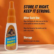 强力胶，带刷头和喷嘴，透明胶，12克/30克。适用于各种项目和维修，用途广泛，快速固化。可用于陶瓷修复，安全可靠。适用于鞋子、塑料、皮革、玻璃、模型、金属、木材、陶瓷、杯子、陶盘等。 - 彩色 - 查看 2