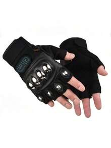 Fingerless Steel Shell Motorcycle Gloves - Cycling, Driving Gloves