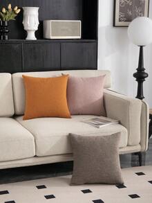 1 Piece, Pink Decorative Square Pillow, Pillowcase Made Of Microfiber Short Pile Fabric, Available In A Variety Of Sizes, Pillow Core Not Included, Zipper Closure, Suitable For Holiday Parties, Sofa Cushion Covers To Match Beige Sofas, Bed Cushions, Living Rooms, Offices, Car Lumbar Cushions And As Simple Gifts.