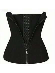 3-Row Hook & Zipper Seamless Waist Cincher, Solid Color Polyester Fiber Underbust Shapewear/Body Shaper/Tummy Control/Waist Trainer/Postpartum Recovery/Fat Burning/Sports/Outdoor/Shaping Outfit