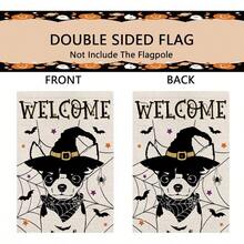 Halloween Garden Flag Chihuahua Cobweb Bats Double Sided Vertical Welcome Flag Seasonal Holiday Outdoor Yard Lawn Party Decorations 12.5 X 18 Inch# DOUYYY