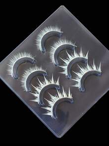 1盒4对白色睫毛，一体式夸张假睫毛，上下透明隐形Cosplay睫毛，适合动漫人物、洛丽塔、恶魔风格 - 尖尾漫畫款 - 查看 7