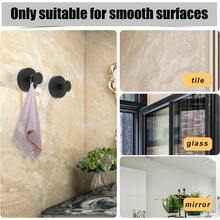 4pcs Suction Cup Hooks, Premium Stainless Steel Suction Cup Hooks Suction Cup Bathroom Towel Coat Holder Hanging Shower Kitchen Glass Door Mirror Smooth SurfaceBlack - 黑色 - 查看 6