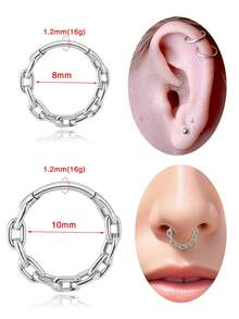 1 chiếc khuyên mũi/sụn tai dạng vòng phân đoạn bằng thép không gỉ 316L cỡ 16G, trang sức xỏ khuyên không gây dị ứng, có màu vàng và bạc, phù hợp với nhiều kiểu xỏ khuyên như khuyên mũi, khuyên sụn tai, khuyên tai daith, khuyên tai helix, v.v. Thích hợp để đeo hàng ngày. - 1 cái - Xem 8