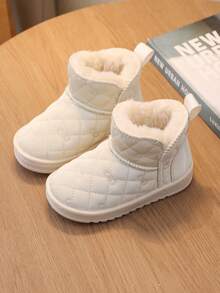 1 双幼儿/婴儿舒适保暖内衬平底雪地靴，适合雪天、户外活动、秋冬季 - 米色 - 查看 3