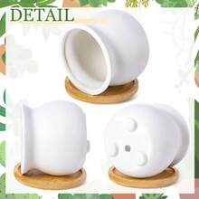 6 Pcs 3.5 Inch Ceramic Succulent Pots Painting Figurines Paint Kit Unpainted Ceramic Bisque Paintable Flowerpots With Drainage Hole Ready To Paint - 18 - Xem 4