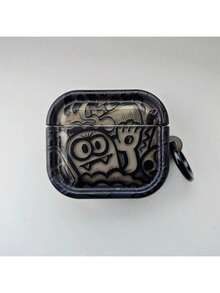 1pc Cute Cartoon Transparent 3D Frame Monster With Black Circle, Suitable For 1/2/3/Pro/Pro2 Protective Anti-Drop Case - Transparent Black - View 16