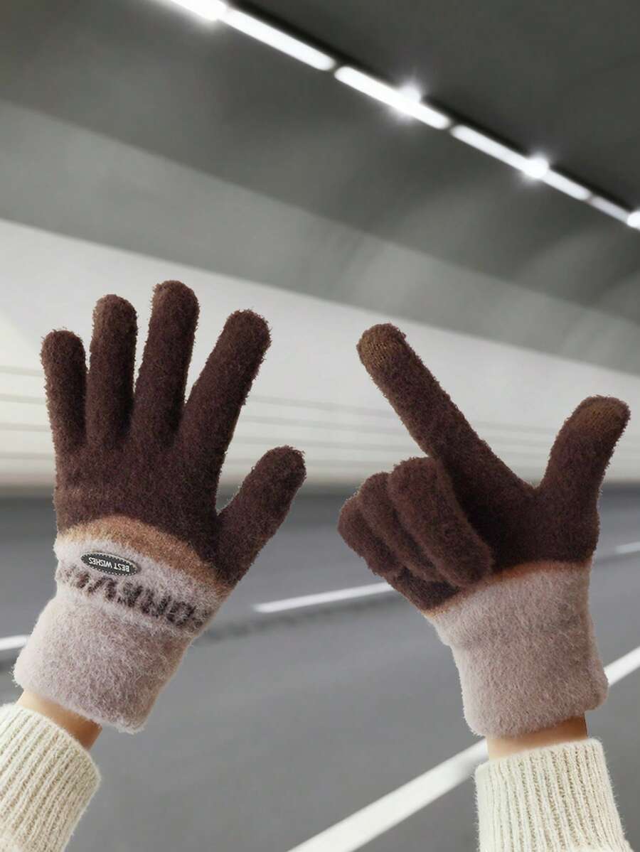 1 Par de Luvas de Inverno para Casais, Luvas Fofas e Isoladas para Tela de Toque para Homens e Mulheres, Quentes e à Prova de Vento para Ciclismo, Direção, Atividades ao Ar Livre, Luvas de Neve