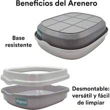 Kit Arenero para Gato con Pala+ Tapete Atrapa, Abierto, Base con Paredes, Gris y Blanco - Gris & Blanco - Ver 7