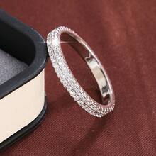 1pc Fashionable Minimalist Double-Row Cubic Zirconia Ring, Casual Gift Design For Women - Multicolor - View 19