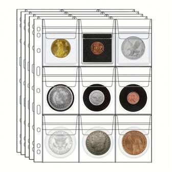 5pcs Transparent PVC Coin Collecting Protective Sleeves, Durable Clear Coin & Stamp Collection Storage Pages, Suitable For Collectors To Orderly Store And Display Coin Collections