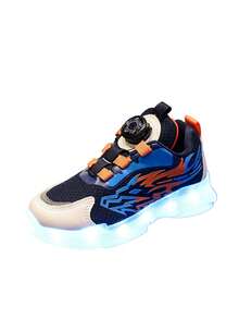 GUANGLAN 7-Color USB Charging Luminous Shoes For Boys, Children's Sports Shoes, Middle & Big Kids Breathable Lighted Shoes, Suitable For Halloween, Christmas Gifts, Spring/Summer/Autumn, Cartoon, Toddler/Little/Big Kids, Unisex Casual/Sports/Sneakers, Black Stylish New Flashing Shoes For Little Girls - Orange - View 10